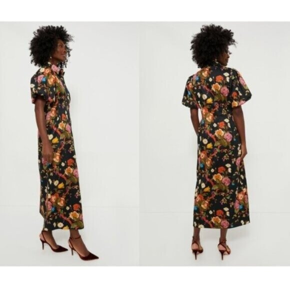 Tuckernuck | NEW Baroque Floral Delaney Short Puff Sleeve Maxi Dress Size S - Picture 3 of 11